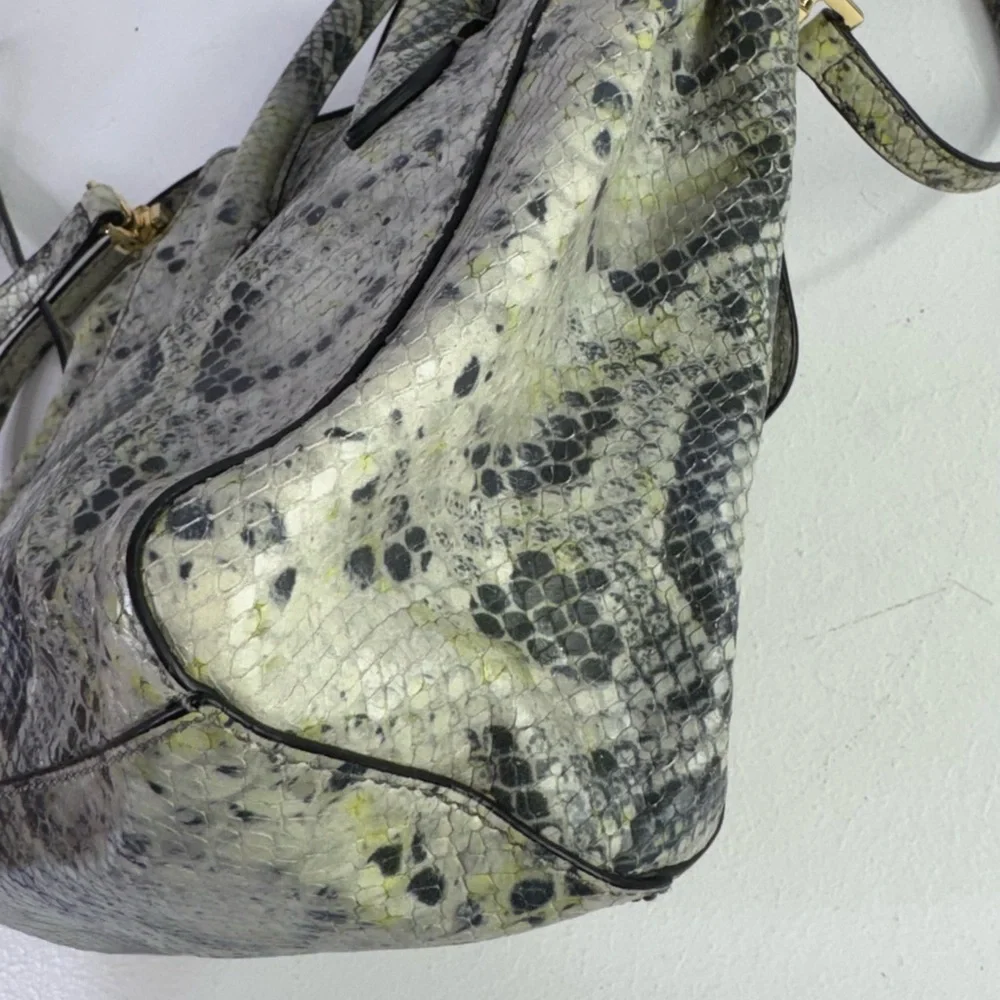 Tory Burch Clara Embossed Small Snake Printed Tote Bag  8.3" H x 8" L x 4.5" D - Picture 8 of 15